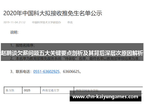 赵鹏谈欠薪问题五大关键要点剖析及其背后深层次原因解析